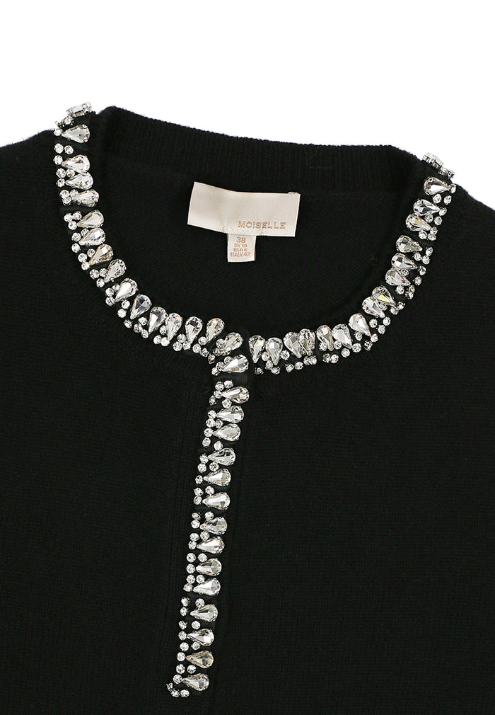 Noir Diamant Crystal-Trim Knit Jacket