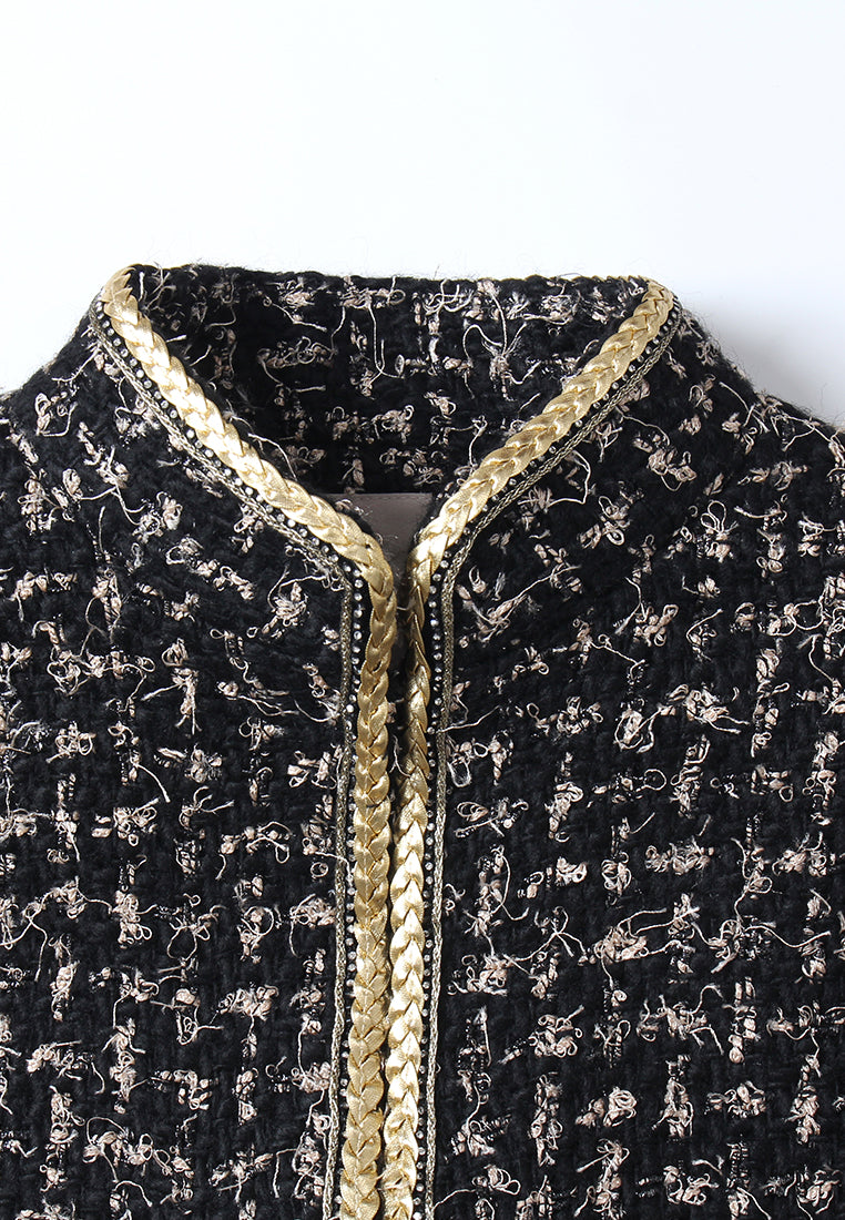 Noir Tissé Zip-Front Cape