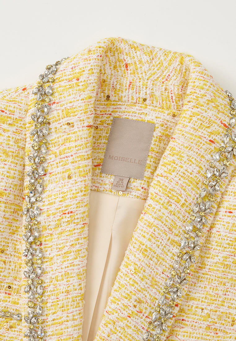 Crystal-detail Embellished Shawl-lapel Blazer