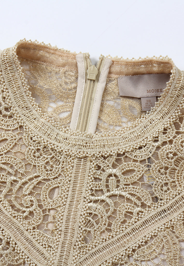 Champagne Lace Ribbon Dress