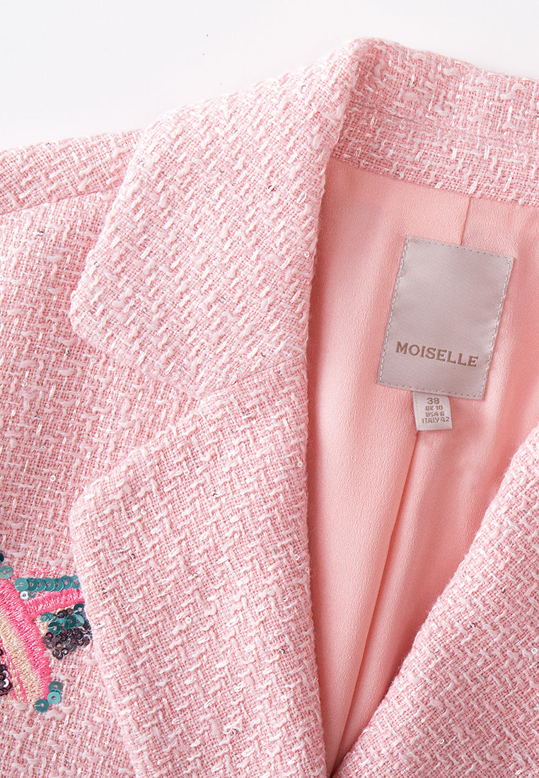 Joules pink 2024 tweed blazer