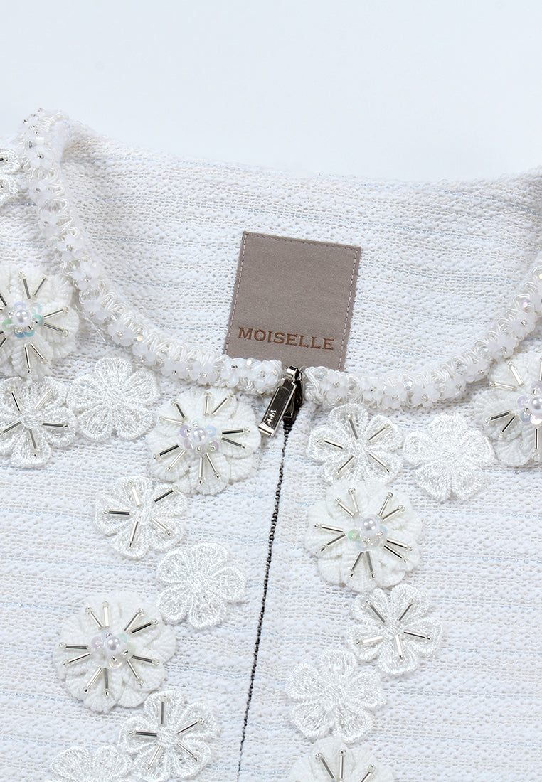 Ivory Peony Embellished Jacket