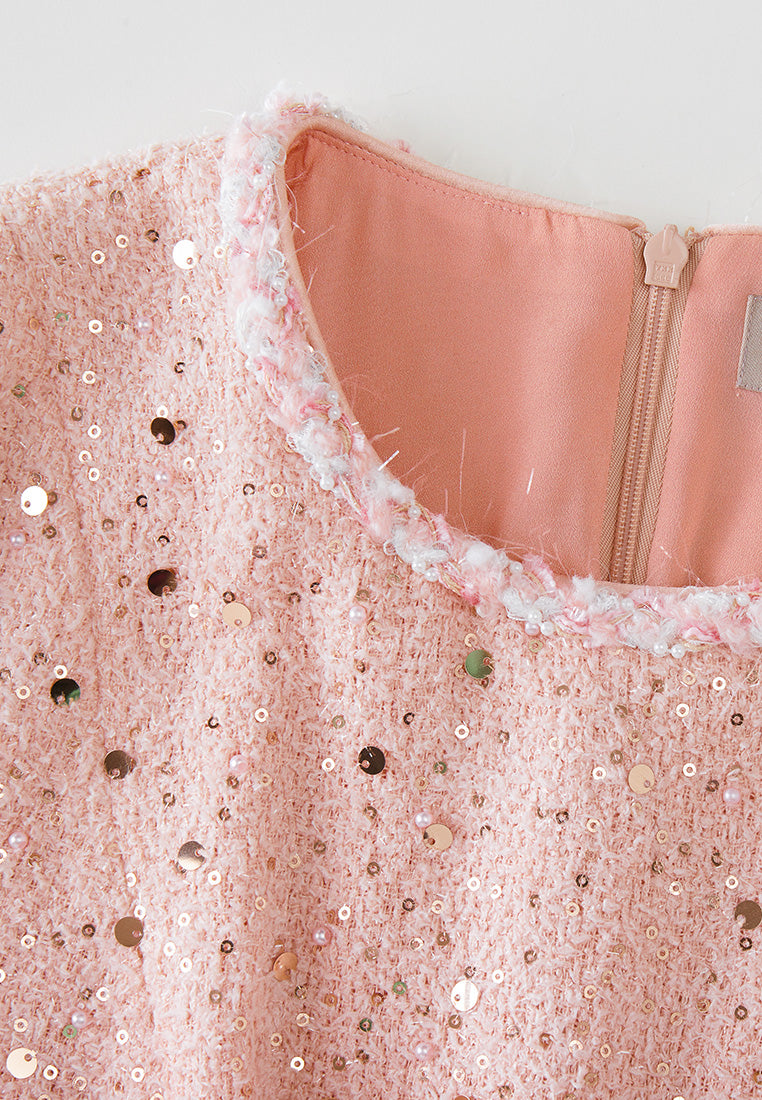 Sequin-detail Frayed-detail Slim-fit Dress