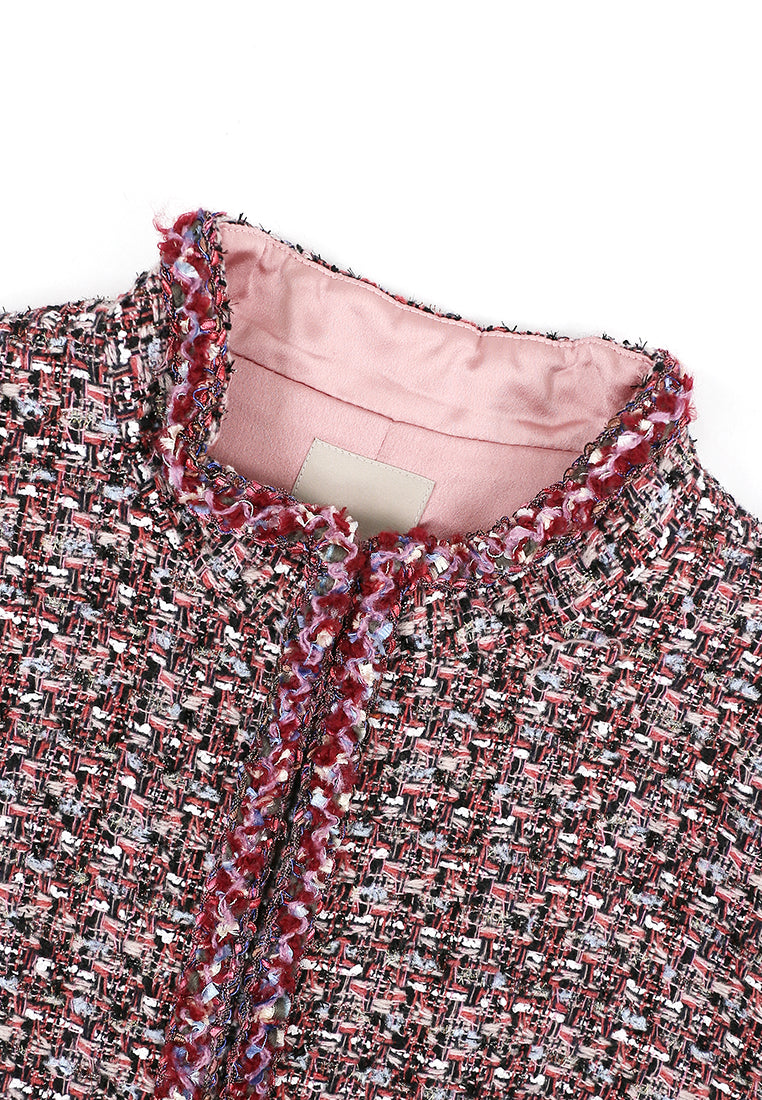 Rose Tweed Carreau Tresse Jacket
