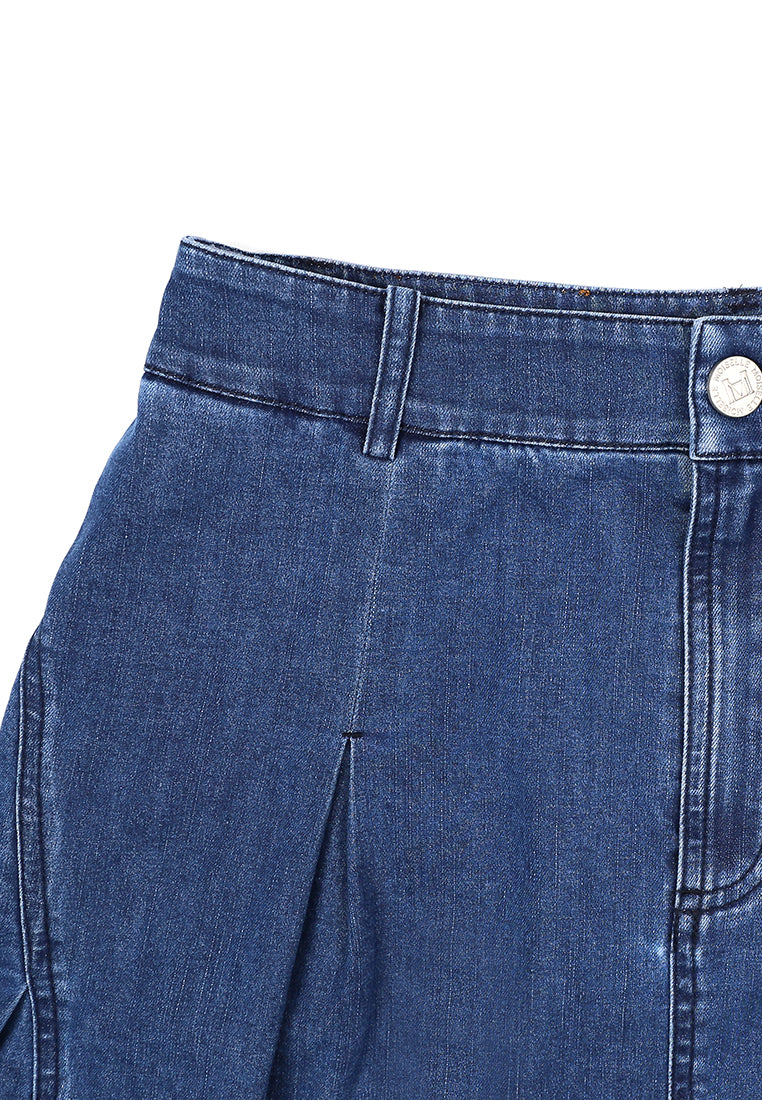 Bleu Denim Évasé Skirt