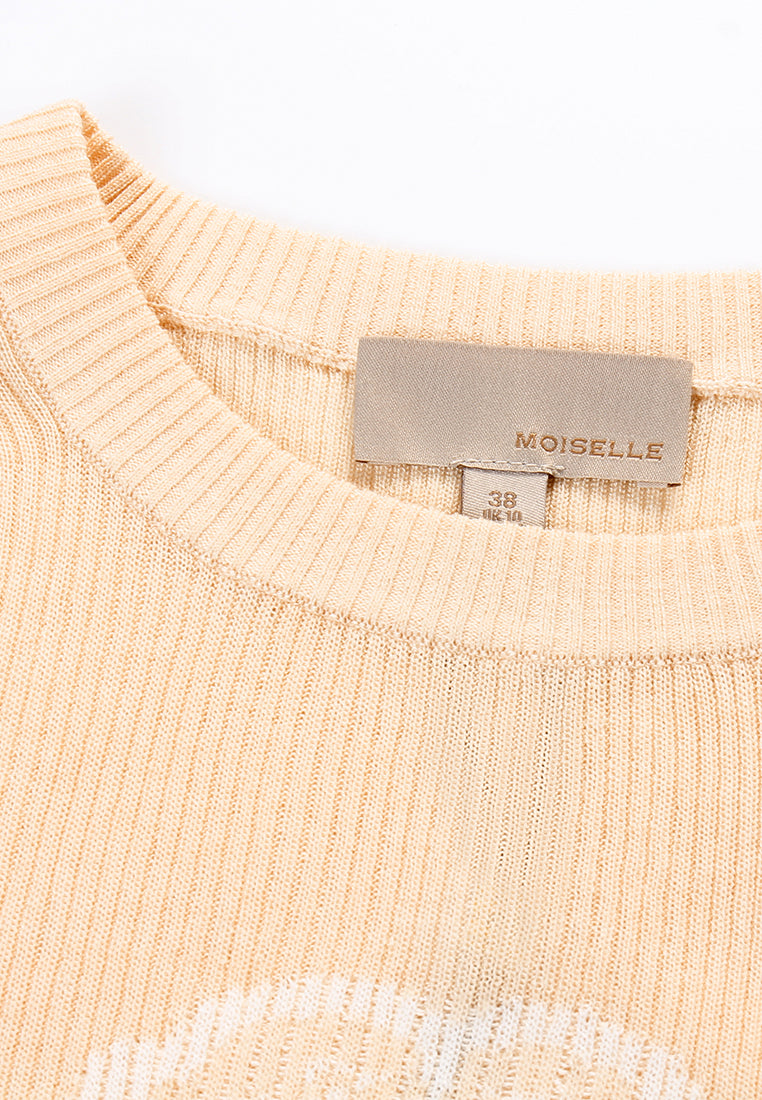 Champagne Signature Logo Ribbed Top