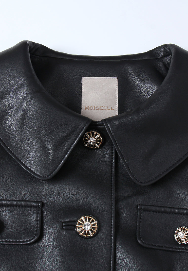 Velours Astra Buttoned Leather Jacket