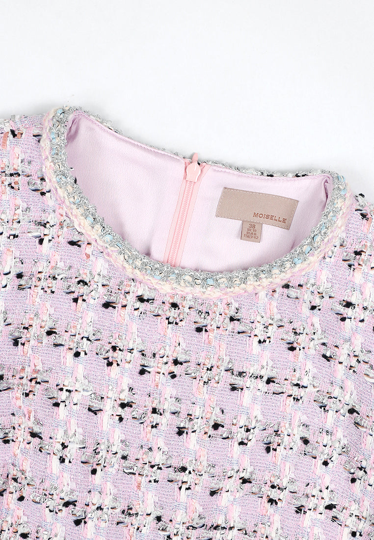 Rose Tweed Carreau Doré Dress