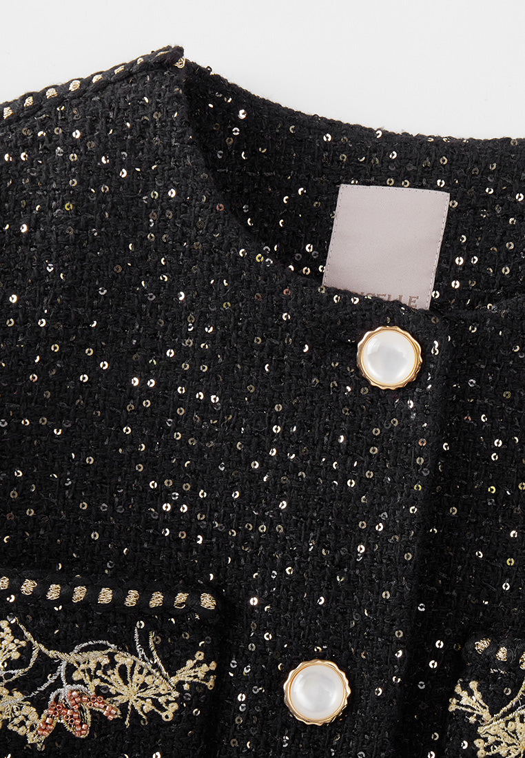 Cropped Embroidery-detail Patch-pocket Jacket