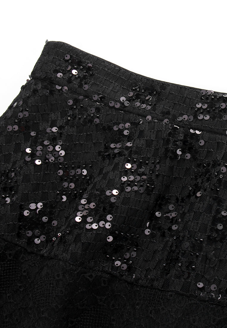 Noir Lace Sequin Skirt
