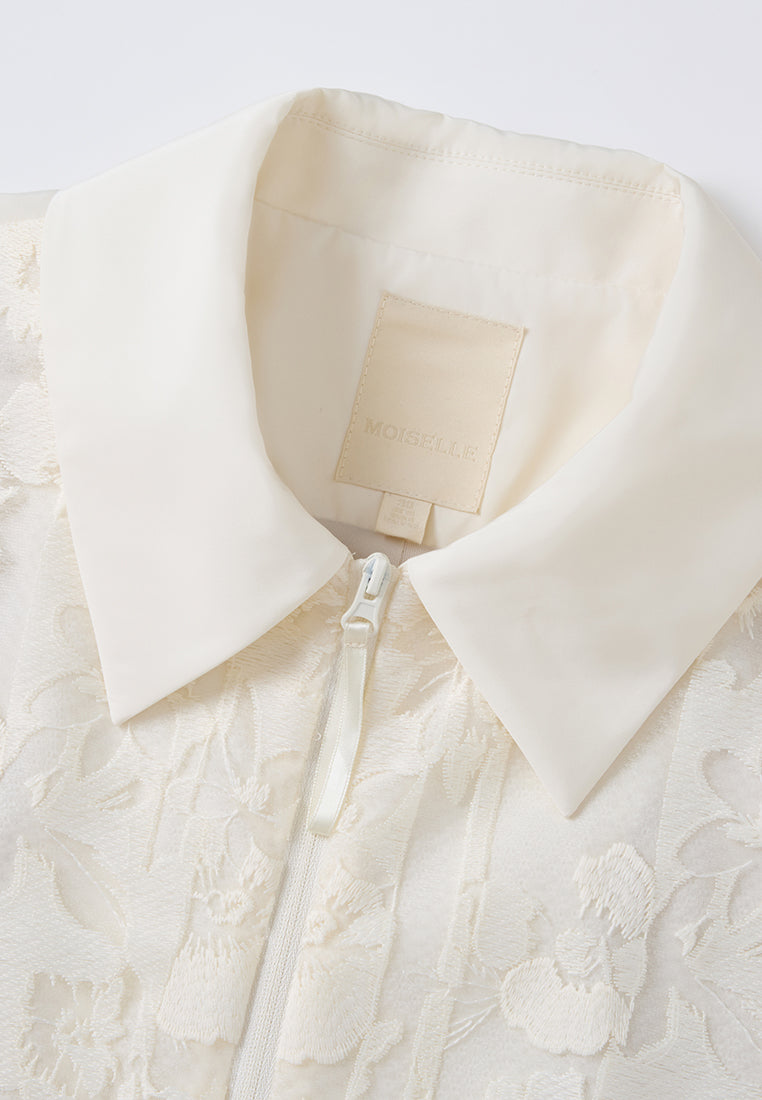 Engrave-effect Jacquard Ribbed-hem Top