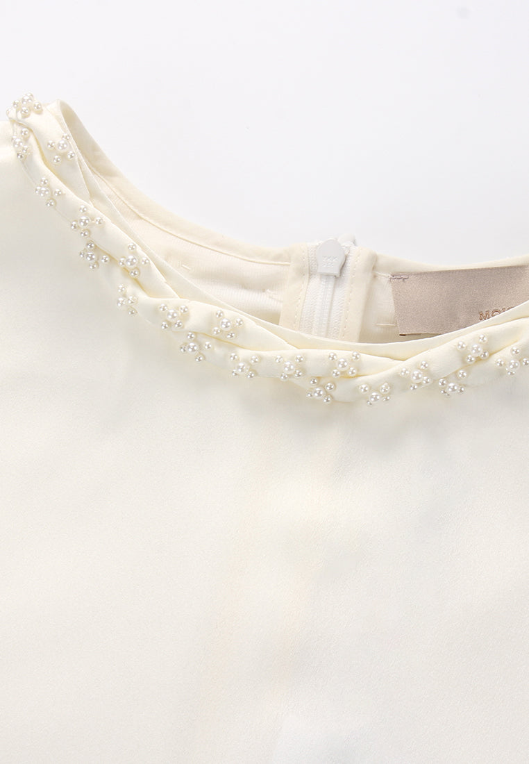 Silk Crepe Satin Embellished Blouse