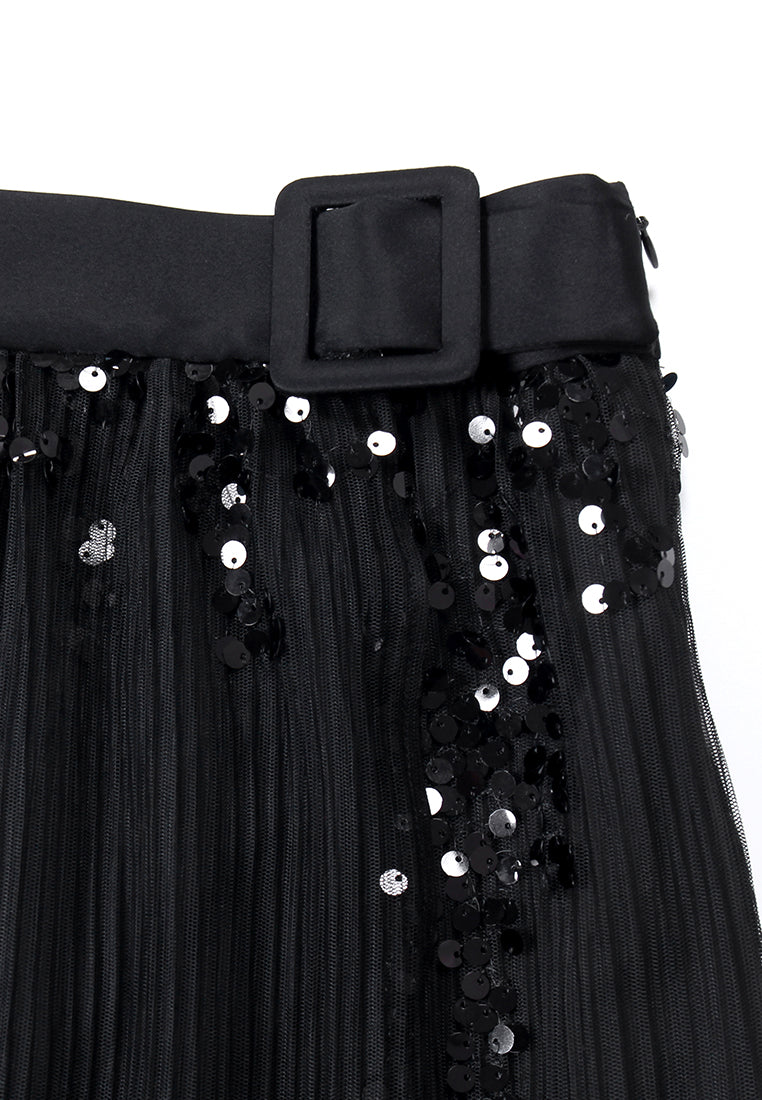 Midnight Radiance Pleated Skirt