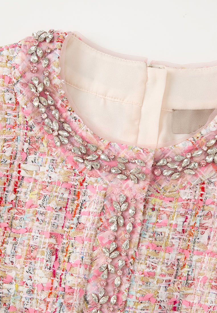 Mixed-media Woven Welt-pocket Dress