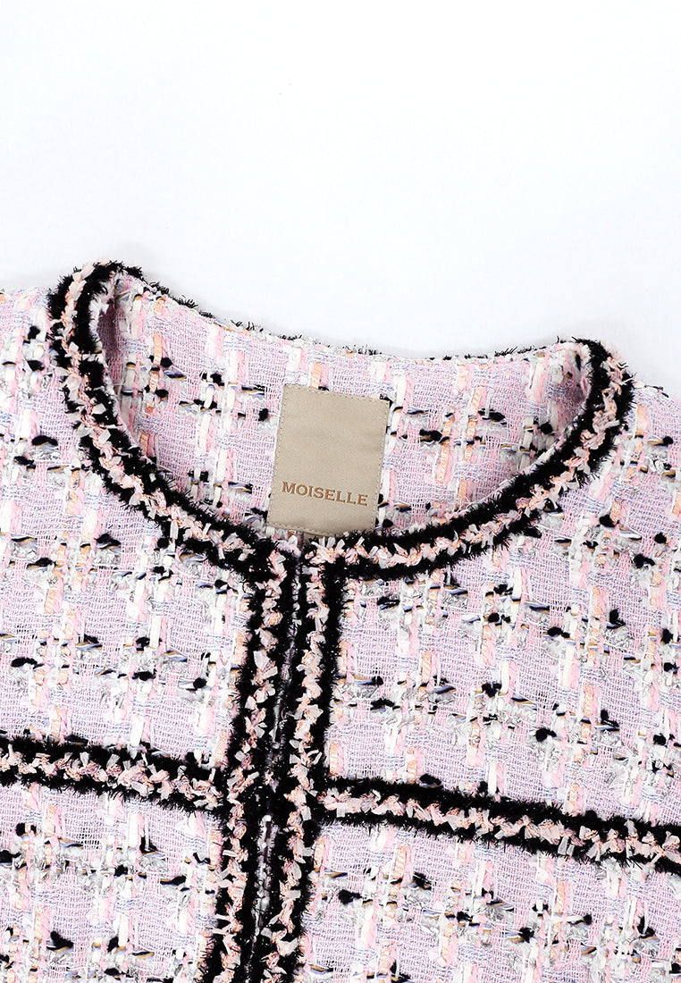 Rose Tweed Carreau Tresse Jacket
