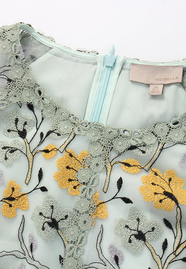 Celadon Garden Embroided Dress