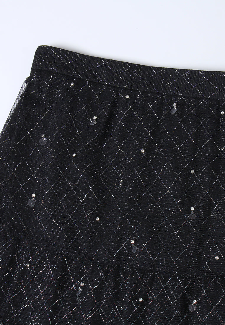 Sequined Tiered Tulle Skirt