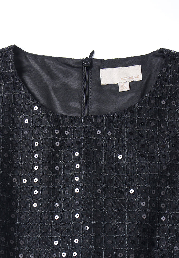 Noir Plumage Sequin Dress