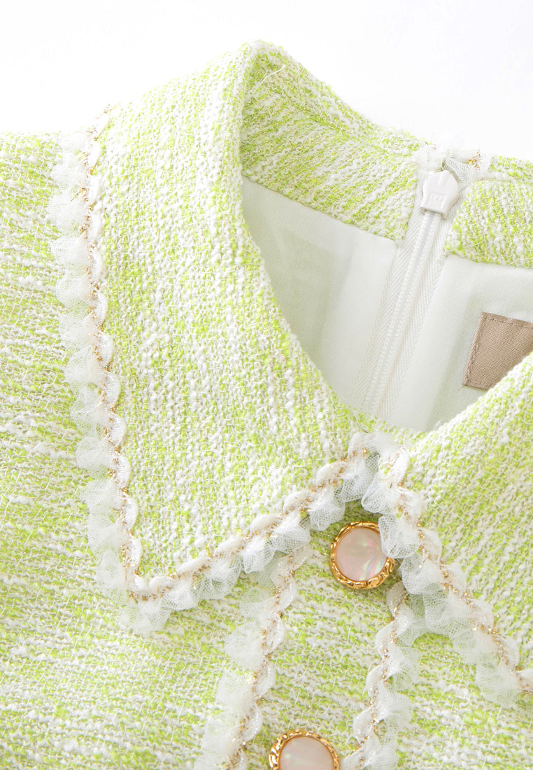 Jacquard Lurex Lace-detail Patch-pocket Dress