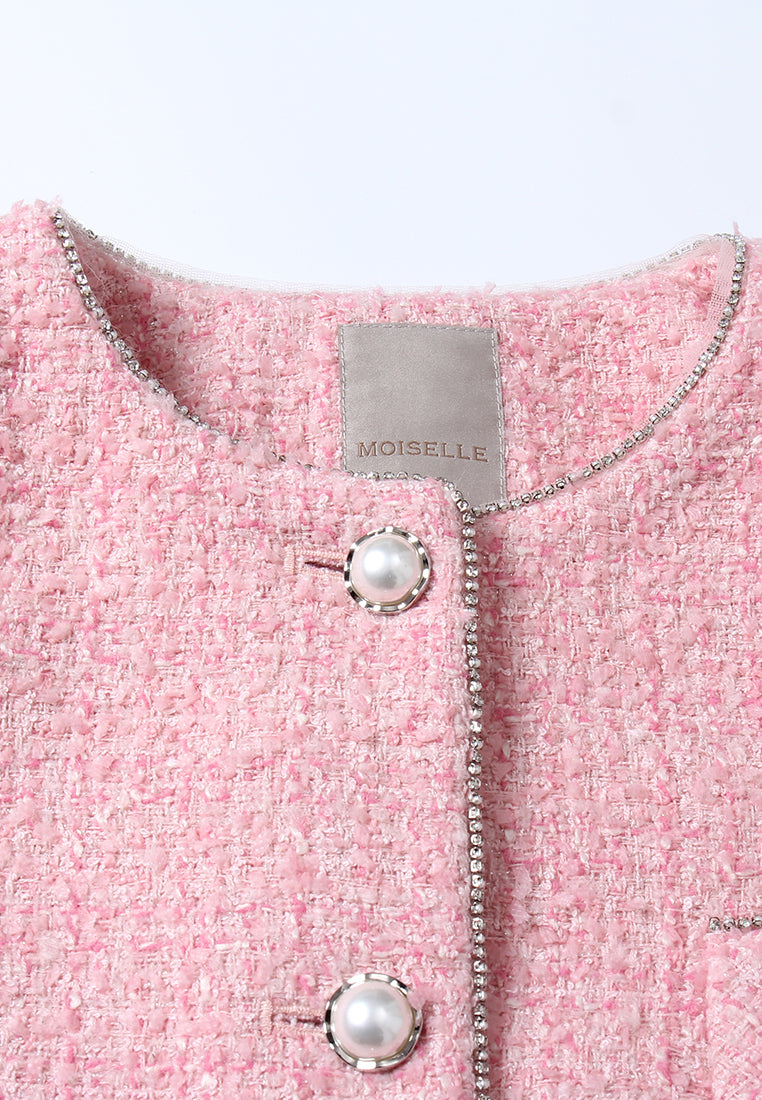 Rose Chaîne Tweed Robe