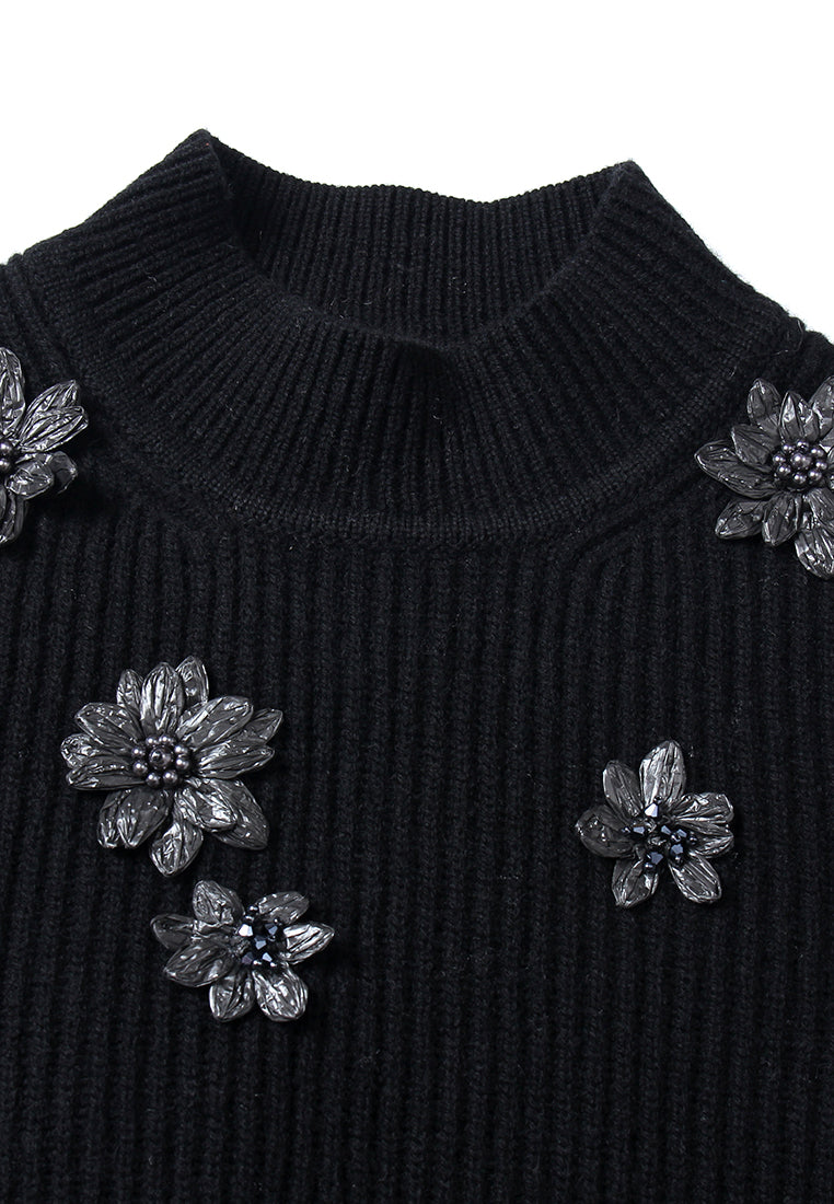 Broderie Fleurie Ribbed Knit Top