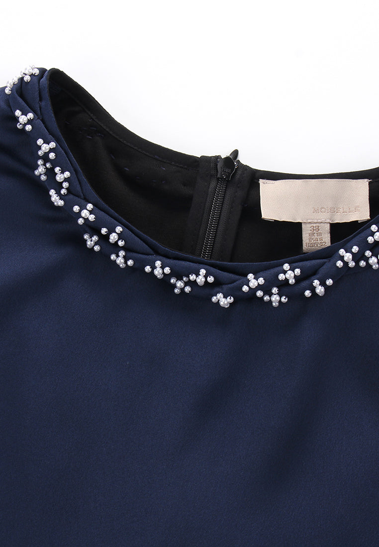 Silk Crepe Satin Embellished Blouse