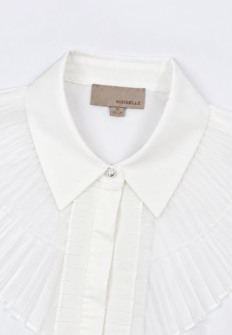 Blanc Plissé Couture Blouse