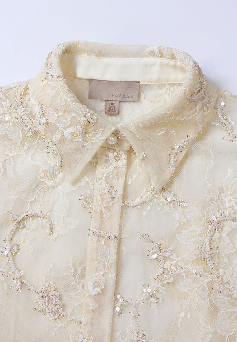 Lurex-Embroidered Lace Shirt