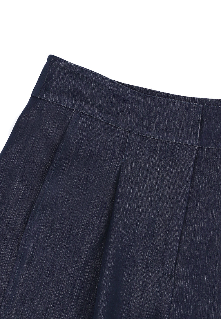Bleu Denim Plissé Culottes