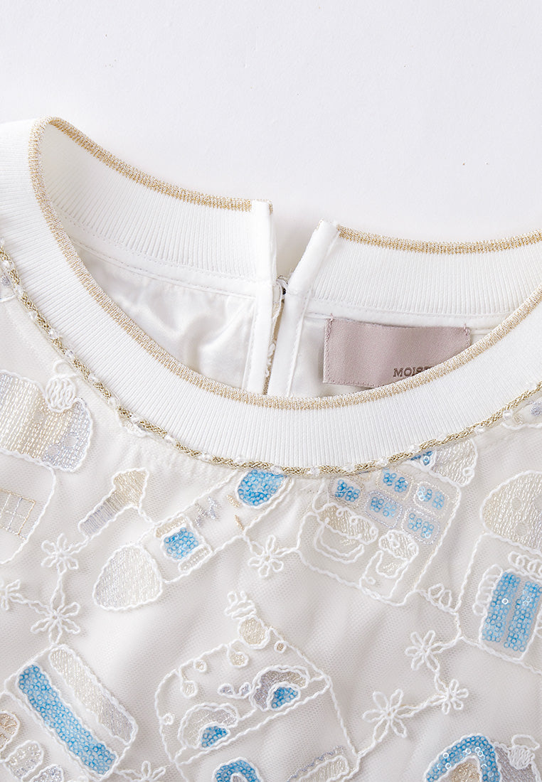 Beige Dreamy Embroiederd Top