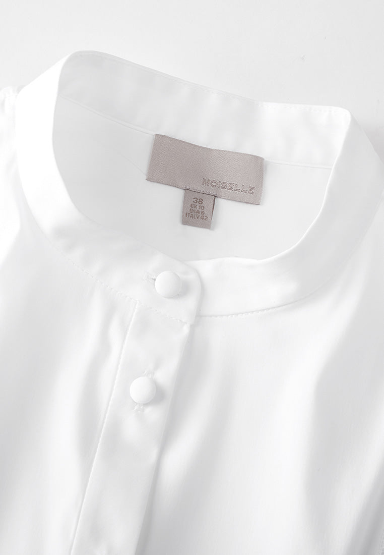 Stand-collar Crystal-detail Slim-fit Shirt