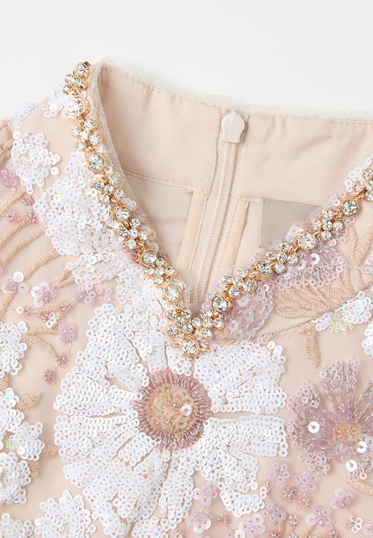 Oriental Stand-collar Embellished Maxi Dress