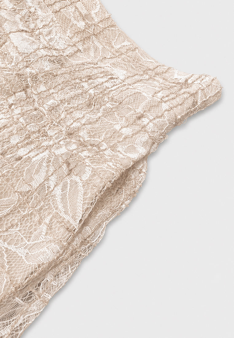 Beige Florale Élégance Skirt