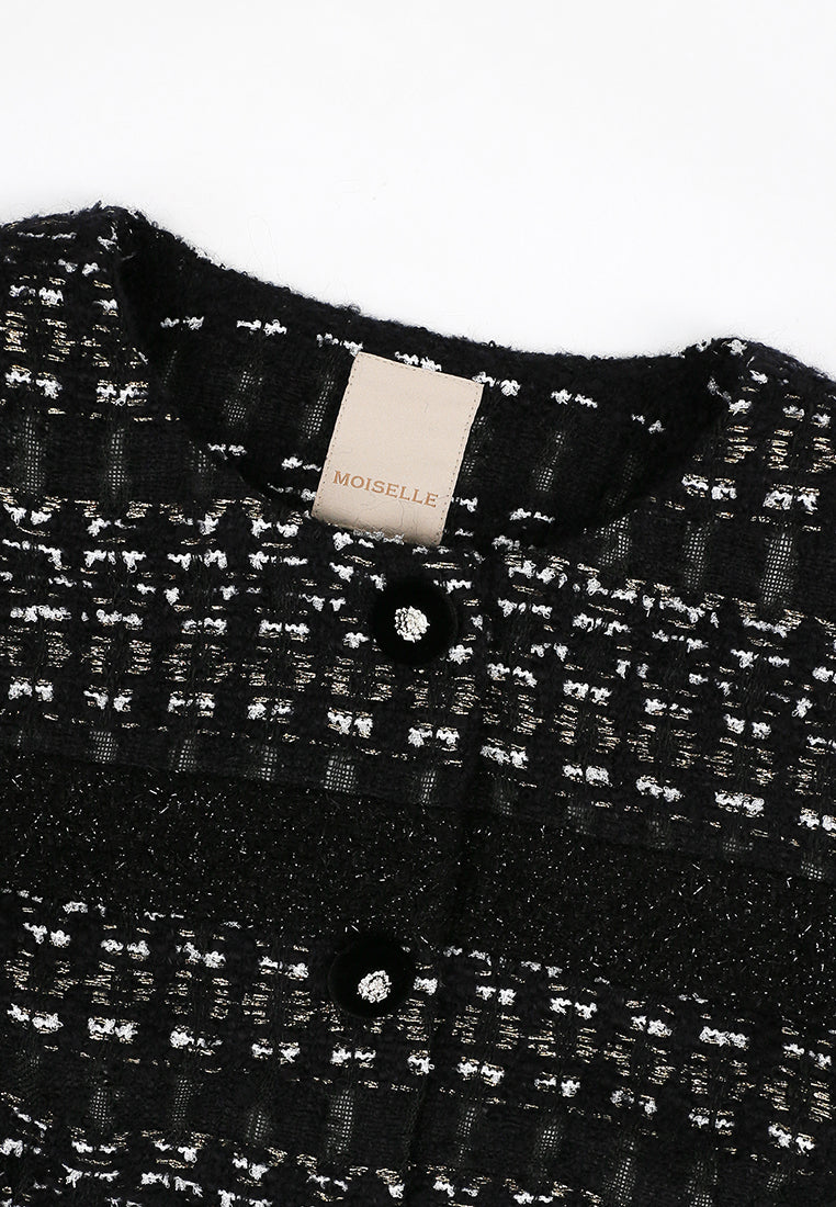 Noir Blanc Tweed Carreau Perlé Jacket