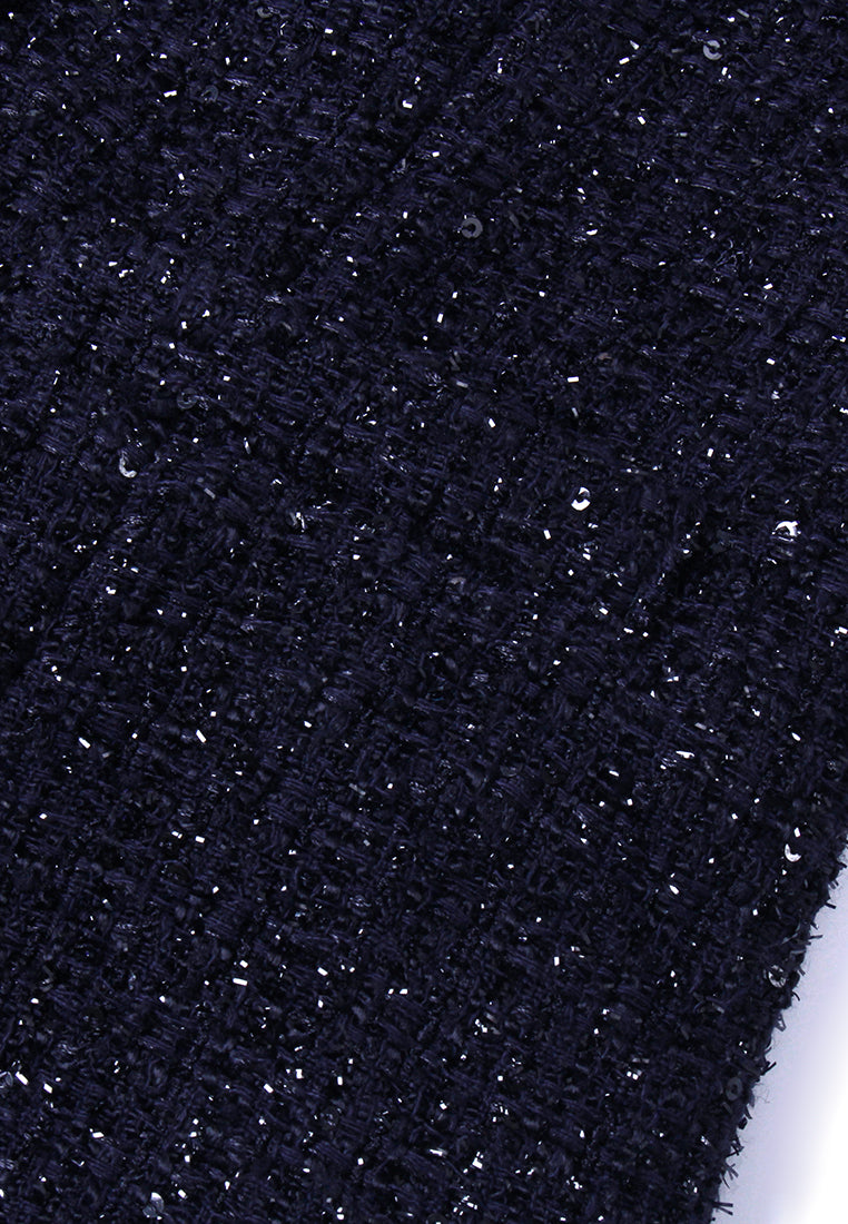 Lurex Tweed Scallop-Hem Dress