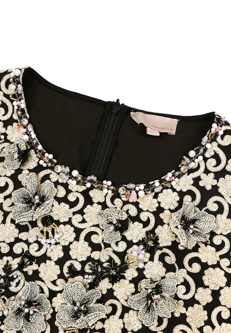 Noir Dentelle Ivoire Arabesque Dress