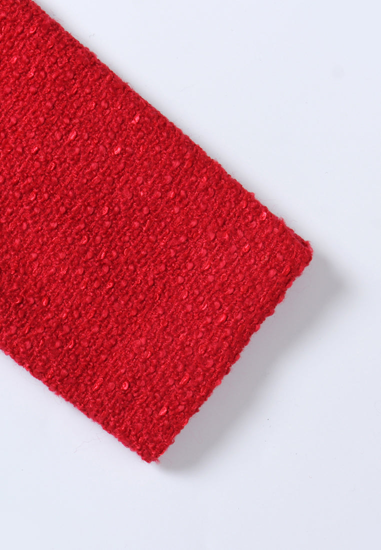 Scarlet Crest Trim Tweed Blazer