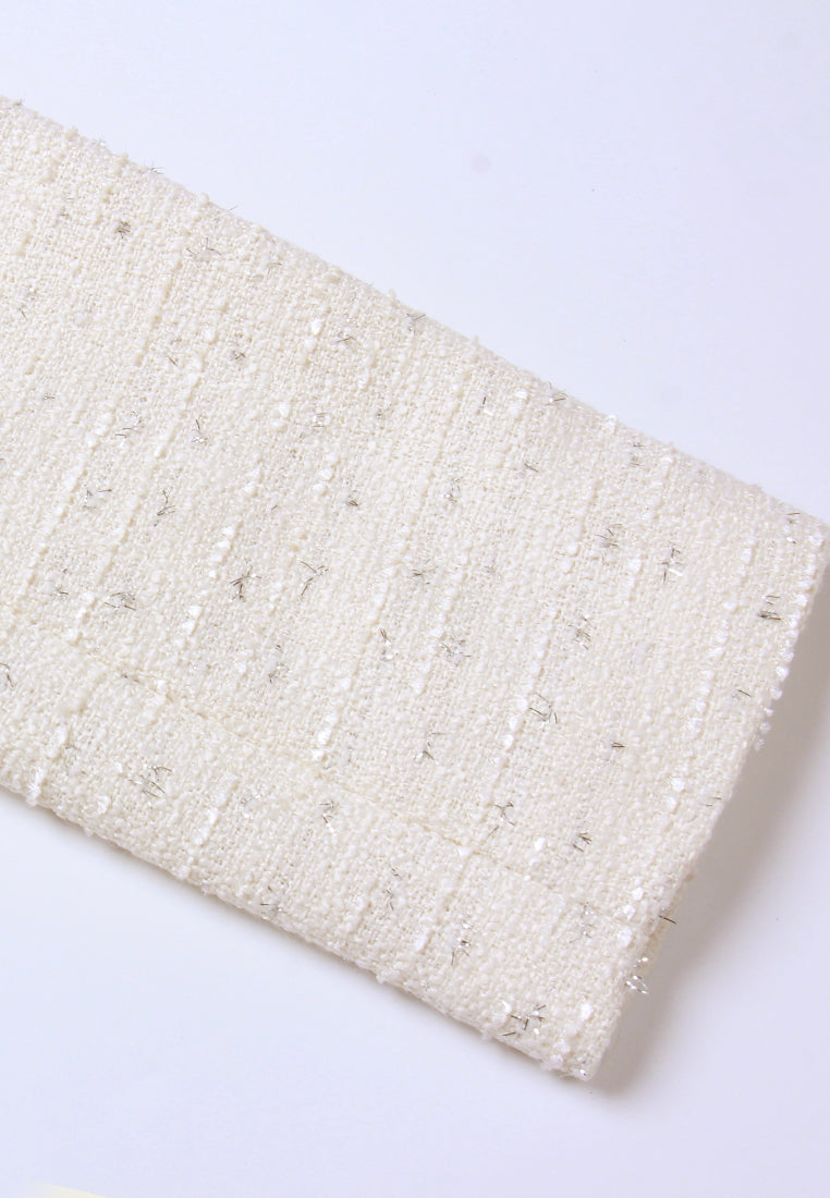 Flower-Motif Crystal-Embellished Tweed Coat