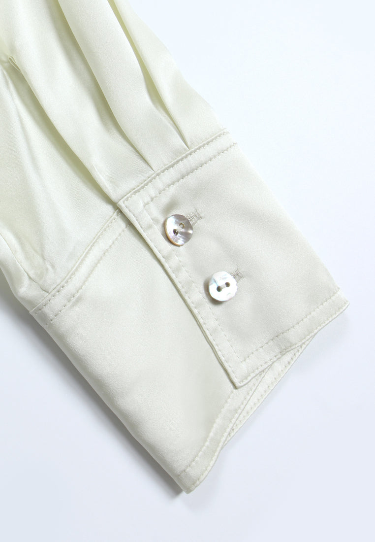Ivory Draped Satin Blouse