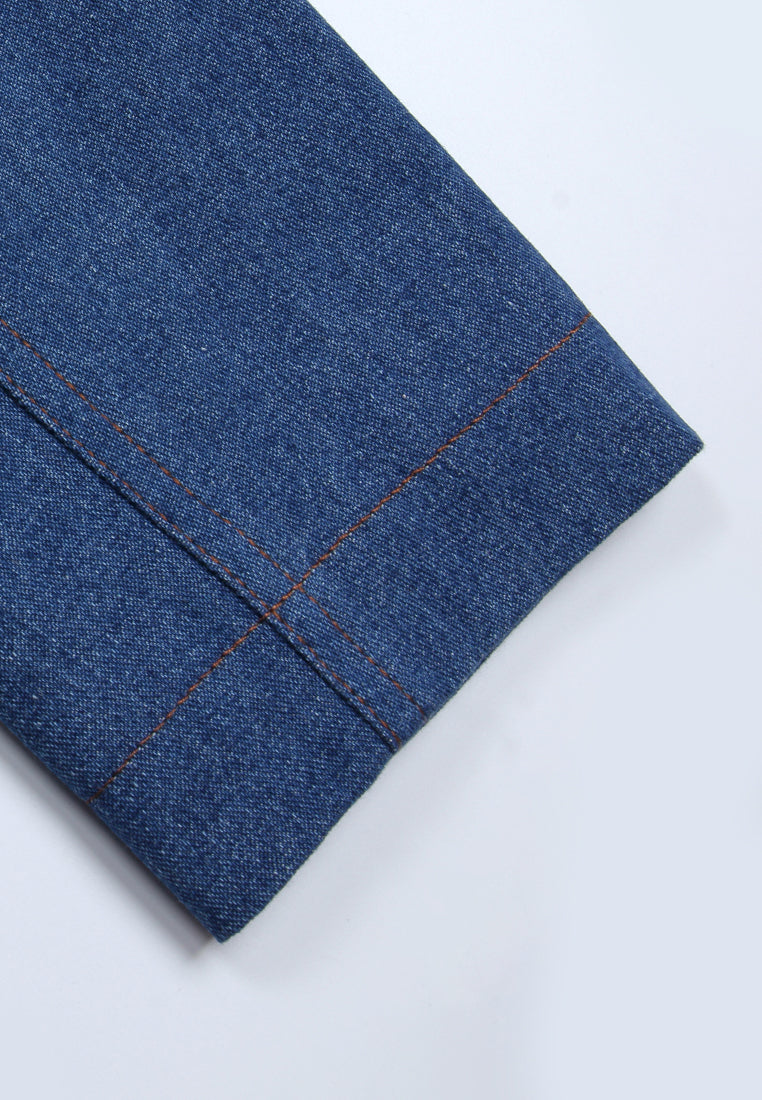 Indigo Bloom Embroidered Denim Blazer