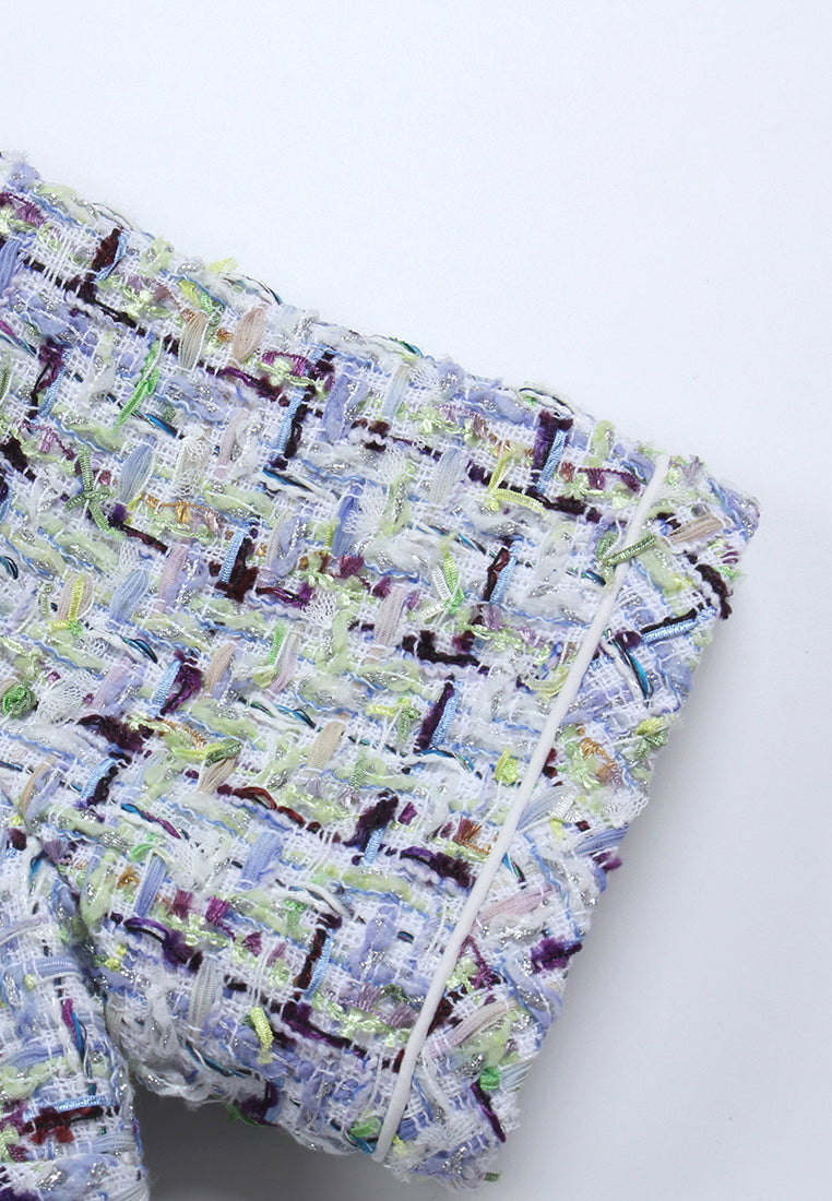 Azure Tweed Structured Dress