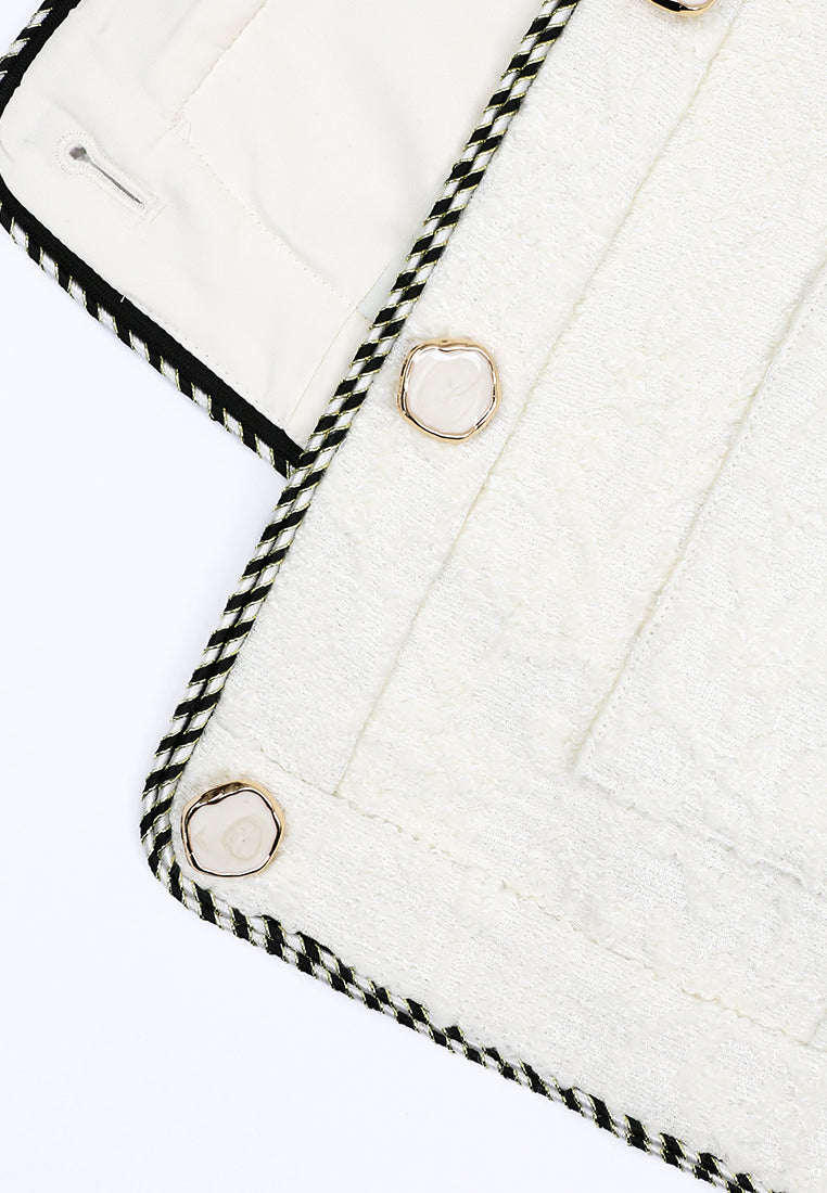 Blanc Tweed Leopard Tresse Jacket