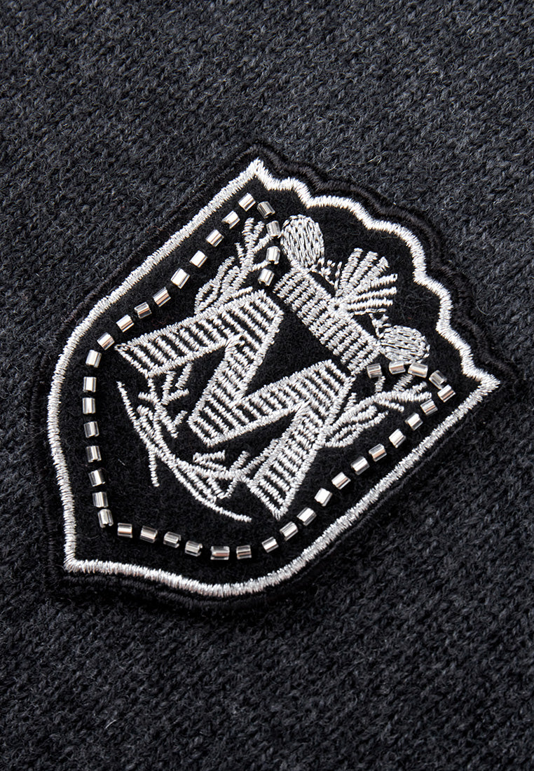 Crew-neck Logo-patch Embroidered Jumper