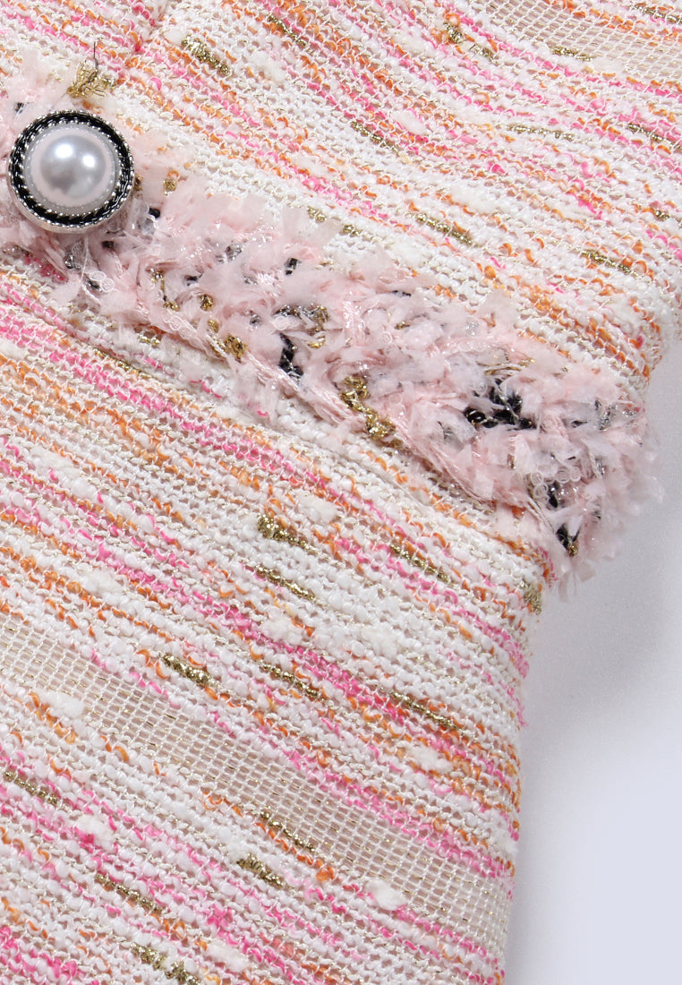 Baby Pink Weave Tweed Dress