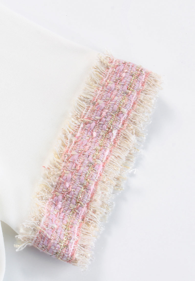 Tweed Fringe Embellished Tee