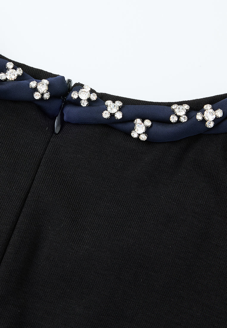 Slim-fit Braided-detail Crystal-embellished T-shirt
