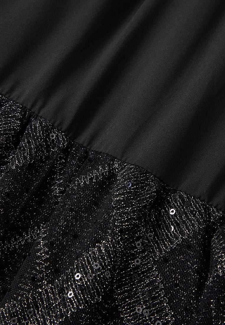 Layered Lurex-diamond Mesh Maxi Skirt