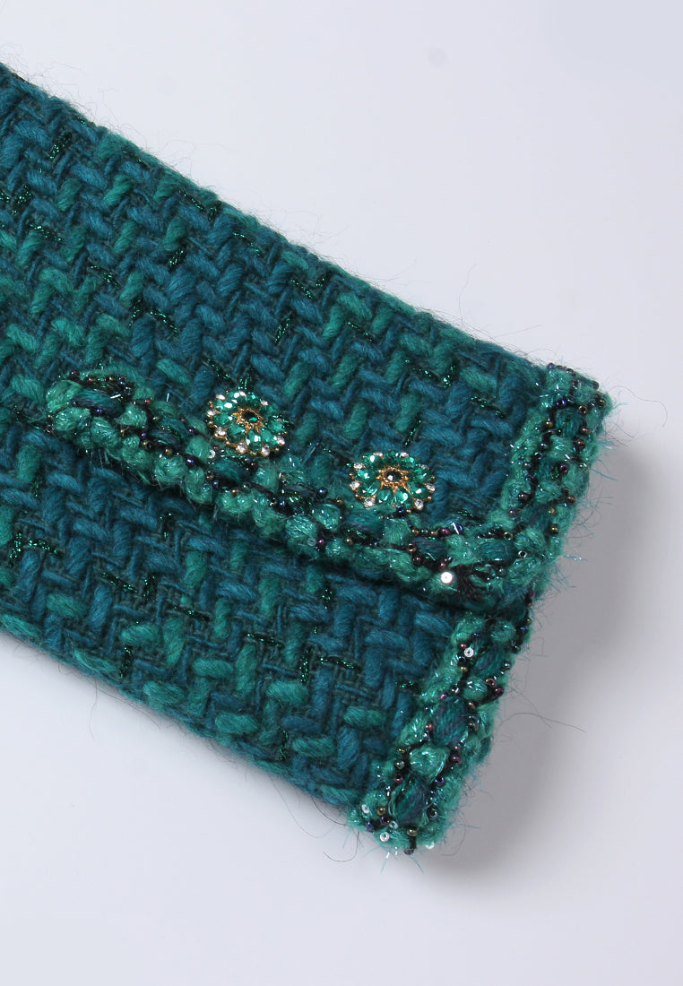 Crystal-button Tweed Cropped Jacket