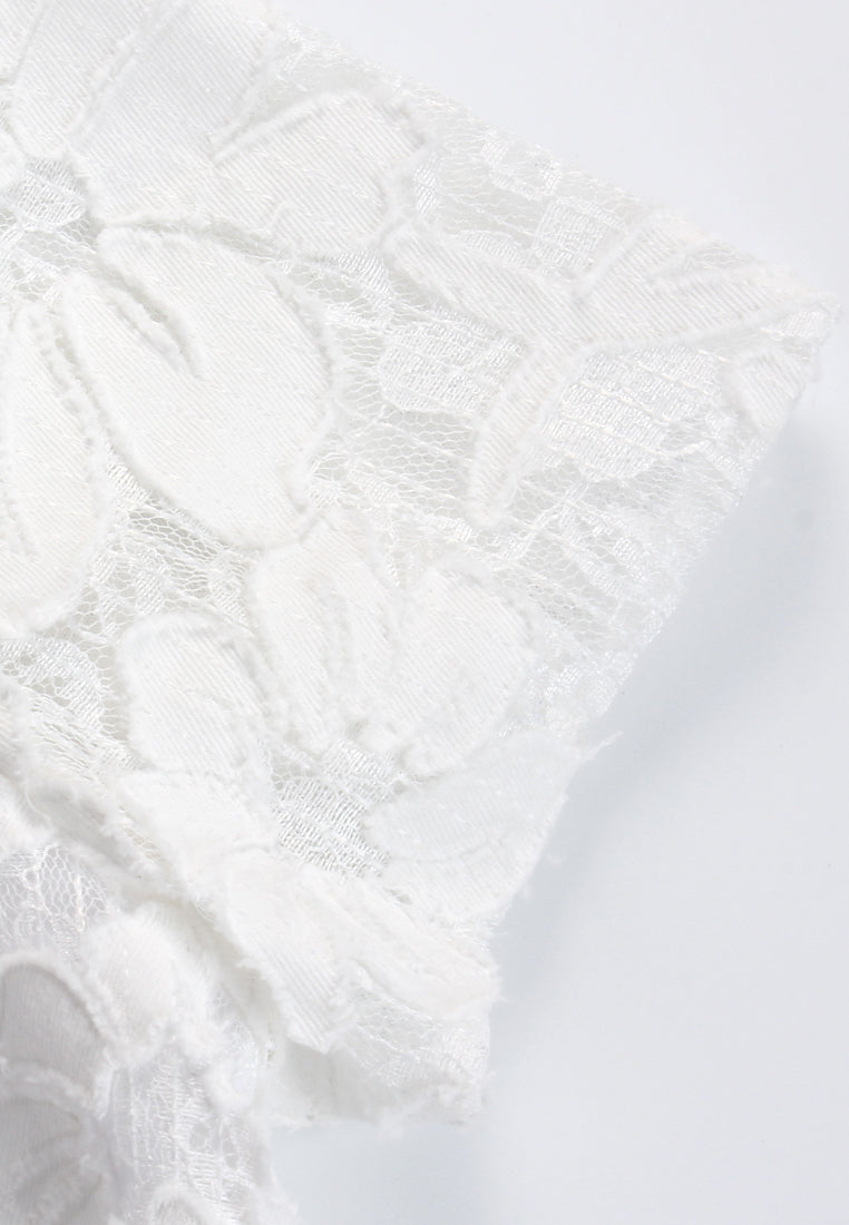 Blanc Élégance Florale Dress