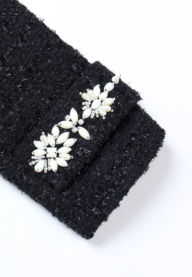 Noir Étoilé Manteau en Tweed